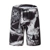 Mens Swim Trunks Swimsuits, Black White Skull Compass Board Shorts