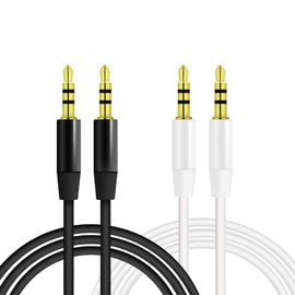 Powice 2 x 3 5 Jack to 3 5 Jack Aux Cable 1.2 m, Jack Cable 3.5 mm, Jack to Jack Jack Cable, Suitable for Cars, Mobile Phones, Headphones, Computers, Speakers