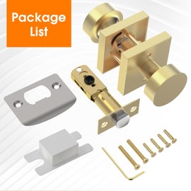 Encreese Passage Door Knobs Interior with Lock, Square Reversible Door Lock Door Handles for Passage, Access, Golden