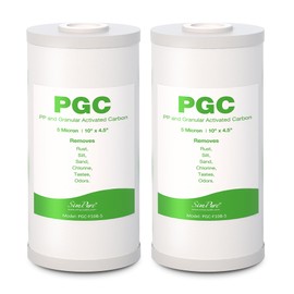 SimPure 5 Micron 10" x 4.5" Sediment and Carbon Whole House Water Filters, PGC Replacement Cartridge for GE FXHTC, GXWH40L, RFC-BB / 155141-43, WRC25HD, WDGD-5005, W10-PR, W15-PR, 2 Pack