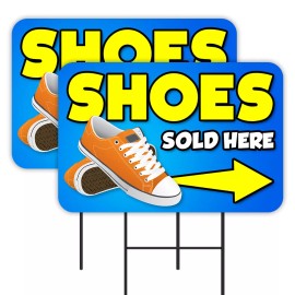 Shoes Sold Here 2 Pack Double-Sided Yard Signs 16" x 24" with Metal Stakes (Made