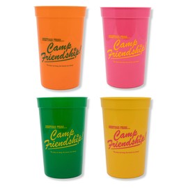 ban.do Stadium Cup Set of 4, Multicolor 22 Ounce Plastic Cups, Camp Friendship