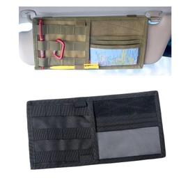 SELECOCO Military Design Sun Visor Organizer Front Visor Storage Tactical Sunglasses Glasses Holder Storage Pocket (One Side/Black)