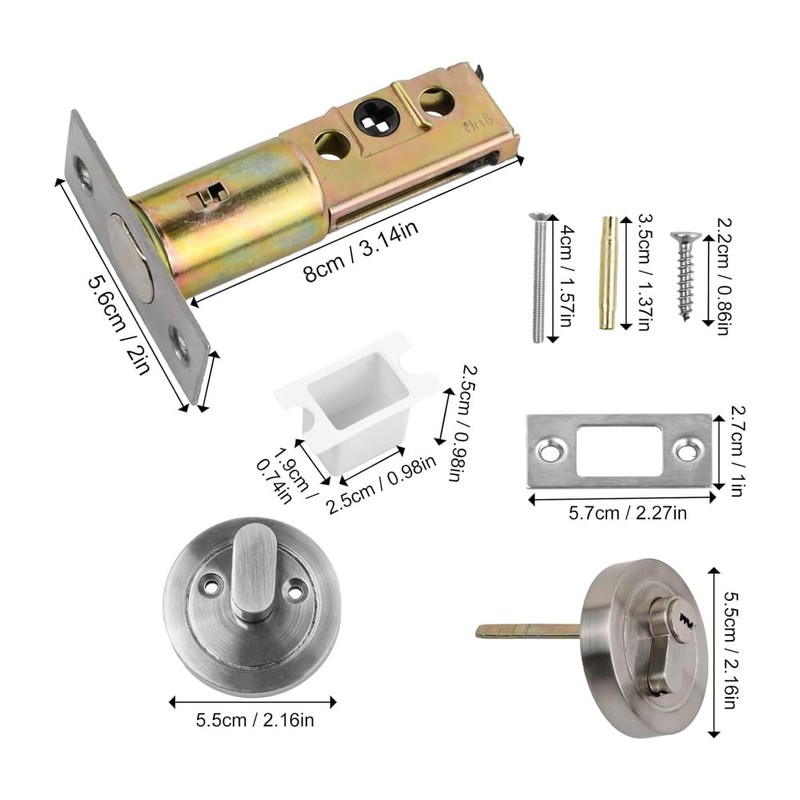 Sarini Stainless steel single face round bolt lock with keyed