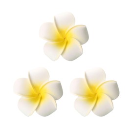 Koolgil Women's Fashion Hawaiian Foam Plumeria Flower Clips Plumeria Flower Bowknot Hair Clip for Bridal Wedding Luau Beach Tropical Vacation Party Hair Decorations (3 Pcs White)
