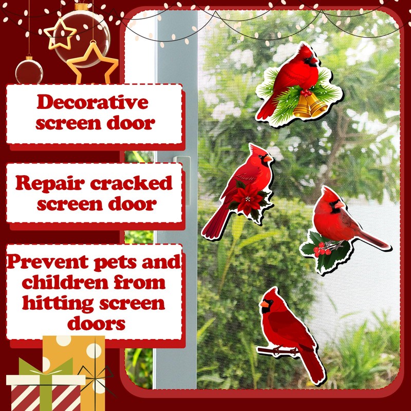 Photect 8 Pcs Cardinal Bird Screen Door Magnets Flexible Decorative
