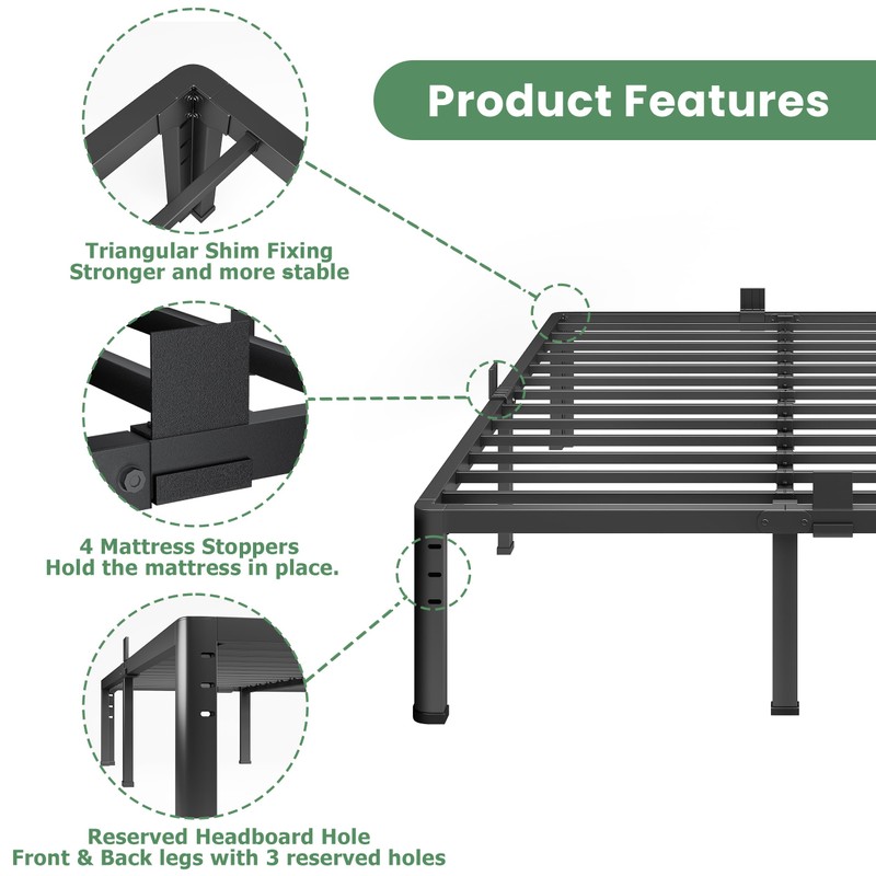 NKZ 18 Inch Metal Platform Bed Frame, Twin Size Bed