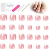 24Pcs Uñas Postizas para Pies, Uñas Press On Cortas Francesas