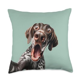 Funny German Shorthaired Pointer Taking a Selfie Dog Mom Dad Throw Pillow