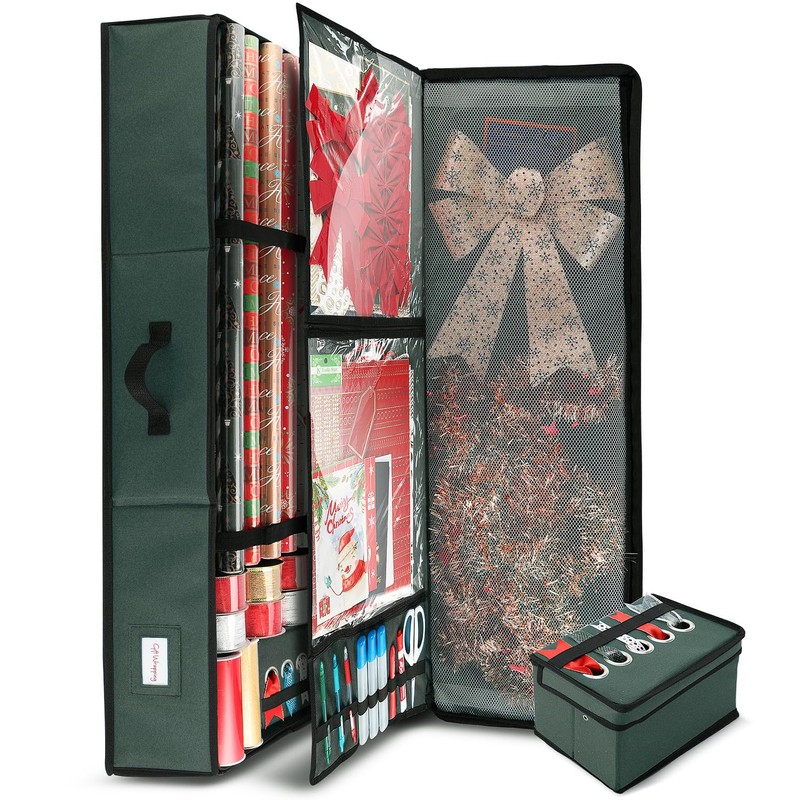 Hearth & Harbor Wrapping Paper Storage Container with Ribbon Storage