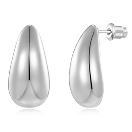 MUYAN Silver Small Long Waterdrop Earrings for Women Polished Tear Drop Earrings Jewelry