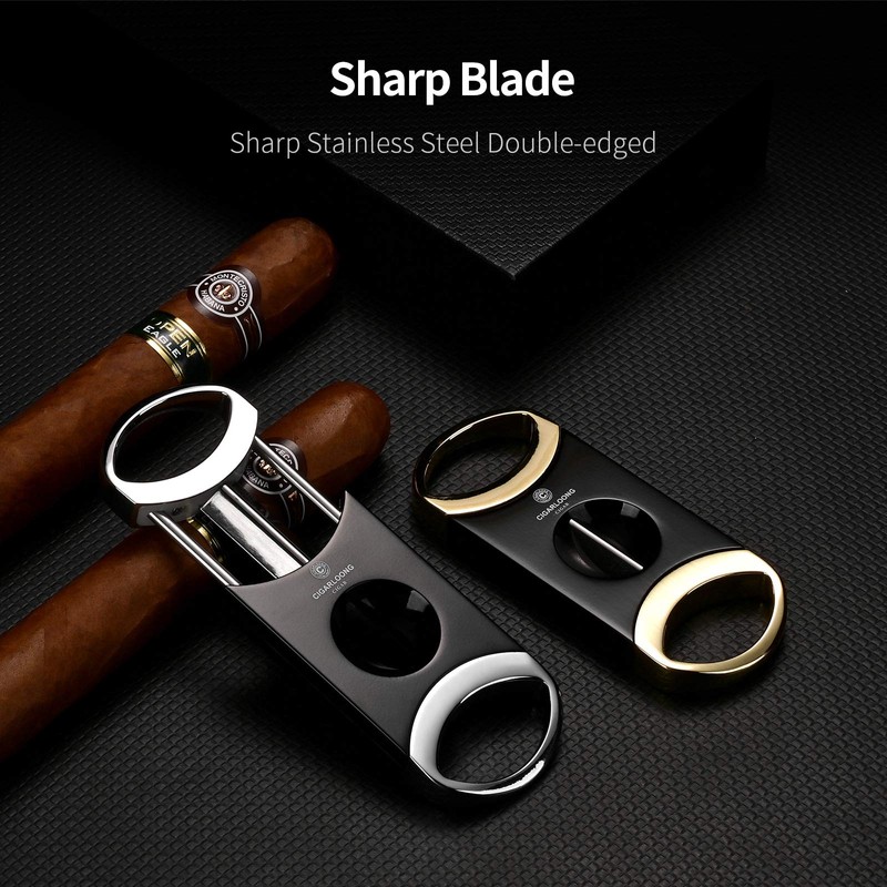 CIGARLOONG Cigar Cutter V-Cutter Stainless Steel Silver Cigar Cutter