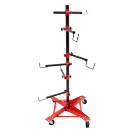 Kaichenyt Panel Tree Paint Stand Red 47.24 inch Steel Height Center Post Hang with 6 Hooks & 4 Wheels Adjustment Auto Body Repair Tools for Automotive Doors Fenders Bumpers