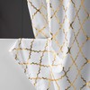 FINECITY White Shower Curtain Gold Moroccan Pattern with 12 Hooks
