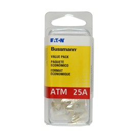 Bussmann (VP/ATM-25-RP) Clear 25 Amp Fast Acting ATM Mini Fuse, (Pack of 25)