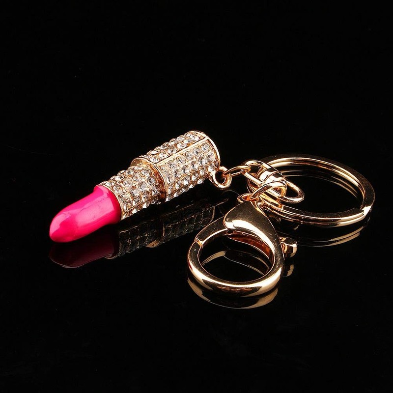 HEEPDD Crystal Make Up Lipstick Key Ring Purse Bag Charm