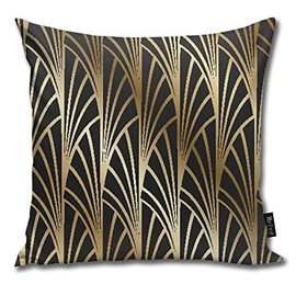 Sotyi-ltd Art Nouveau, Art Deco, Gold,black,pattern Home Decorative Throw Pillow Case Cushion Cover for Gift Home Couch Bed Car 18" x18"
