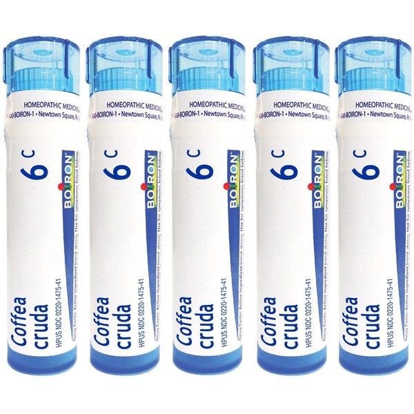 Boiron Homeopathic Medicine Coffea Cruda, 6C Pellets, 80-Count Tubes (Pack of 5)