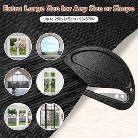 Obidodi 100% Blackout Blind, 250 x 145CM Travel Temporary Black out Blinds Stick on, Portable Blackout Blinds for Bedroom, Fits Any Size Shape Windows Blinds No Drilling for Loft, Caravan