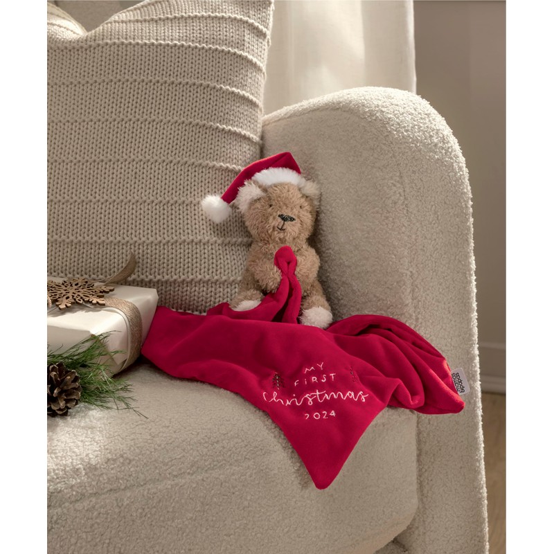 Mamas & Papas My First Christmas 2024 Bear Comforter, Red