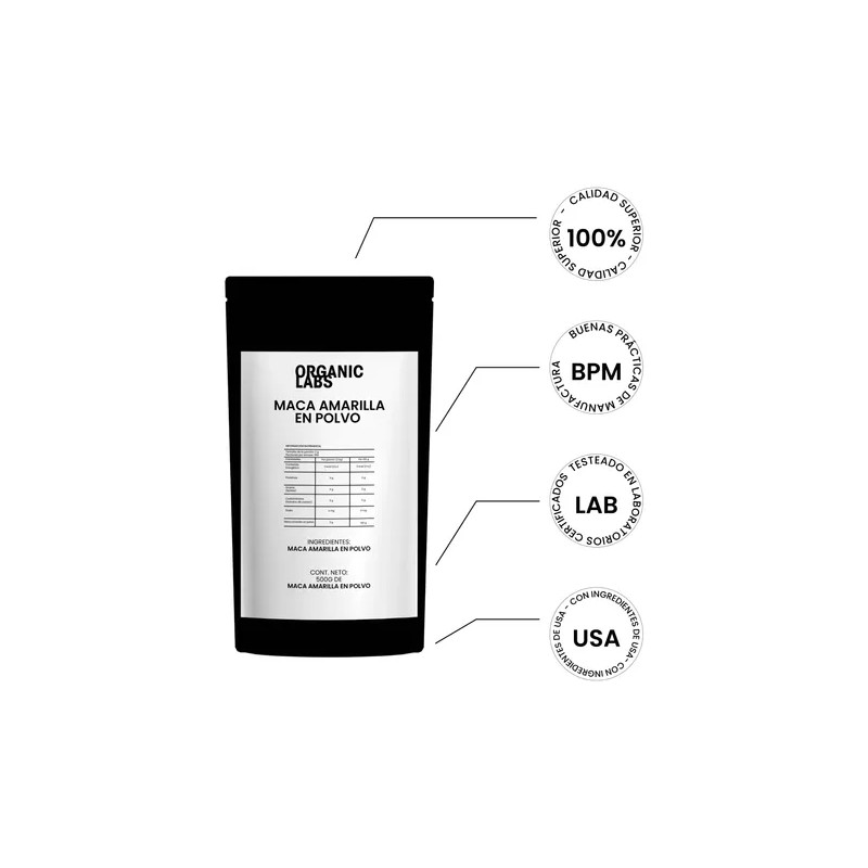 Maca Amarilla Peruana Premium Importado 100% Natural Granel
