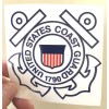 U. S. COAST GUARD 4" X 4" logo. Self-Stick Vinyl.