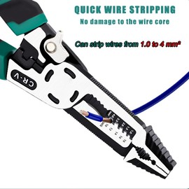 9-in-1 Wire Stripper Tool, Heavy Duty Cable Cutters, C-RV Multifunctional Needle Nose Pliers for Electric Cable Stripping, Cutting, and Crimping