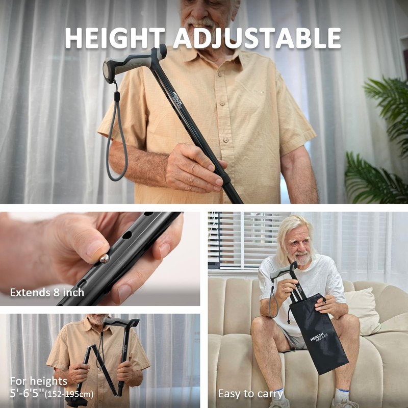 HEALTHBAZAAR Walking Cane for Men & Women - Self Standing