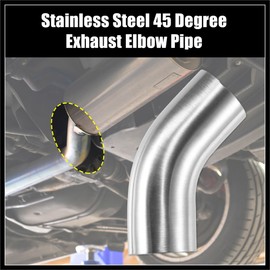 Hihaha 1 Pcs OD 2.75 Inch 45 Degree Mandrel Bend Elbow SS304 Stainless Steel Bend Tube Exhaust Elbow Pipe for Car Modified Exhaust System Piping Silver Tone Durable Material