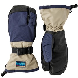 Hestra Unisex Gauntlet Sr 3-Finger Glove, Waterproof, Windproof Insulated Gloves for Skiing & Snowboarding, Men & Women - Dark Navy/Beige - 10