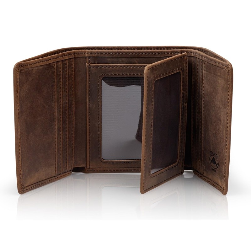 Stealth Mode Leather Trifold RFID Wallet For Men With Flip