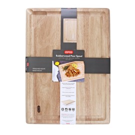 Dexas Rubberwood Pour Spout Cutting Board – 18" x 13" x 1" | Juice Groove, Easy-Pour Corner, Heavy-Duty Wood Board for Carving & Chopping