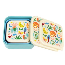 Children's Reusable BPA Free Snack Boxes (Set of 3) - Choice of Design (Wild Wonders)