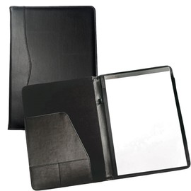 Padfolio Carpeta Organizador Profesional con block de notas incluido, Portafolio, Carpeta Ejecutiva. Piel Sintetica. (ELEGANCE) (Negro, Oficio)