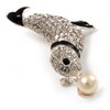 Diamante Seal Brooch (Silver Tone)