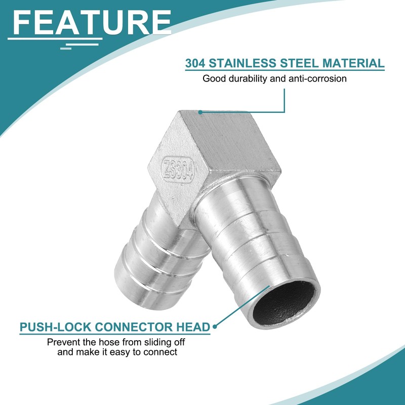 sourcing map 25mm Hose Barb 90 Degree Pipe Fitting, 304