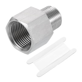 uxcell Pipe Fitting Reducing Adapter, 3/8" NPT Male x M20 Female 304 Stainless Steel Reducer Connector for Water Oil Air Pressure Gauge, Silver