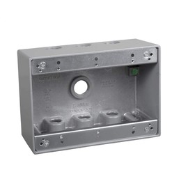 TayMac TB750S 3-Gang Weatherproof Box with Seven 1/2 in. Outlets, Gray
