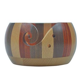 JasCherry Wooden Yarn Bowl Wooden Bowl Yarn Storage - Accessory Organiser for Sewing and Crochet Holder - Handmade Knitting Bowls with Carved Holes and Drilled Holes #1
