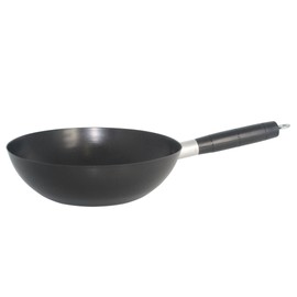 IMUSA 9.5in Carbon Steel Nonstick Wok with Cool Touch Handle, Black