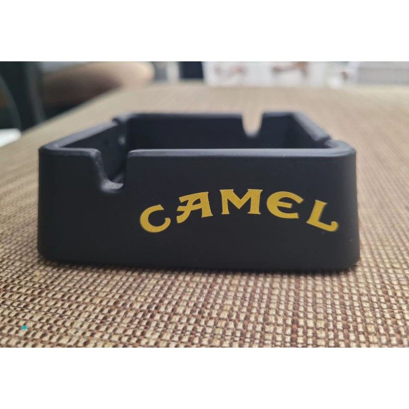 Vintage Camel Ashtray Square Black Glass