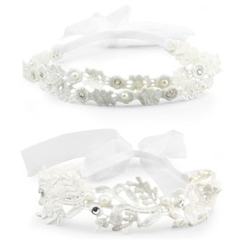 Hair Band, Baby Headdress, Girl, Cute, Newborn, Birthday, Anniversary, Graduation Ceremony, School Entrance Ceremony, Girl, Lace Band, Headdress Set of 2, White