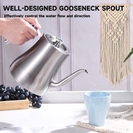 GURUDAR 68OZ/2000ML Stainless Steel Teapot with Removable Infuser, Stovetop & Dishwasher Safe Tea Maker Water Kettle for Loose Leaf & Tea Bags, Silver