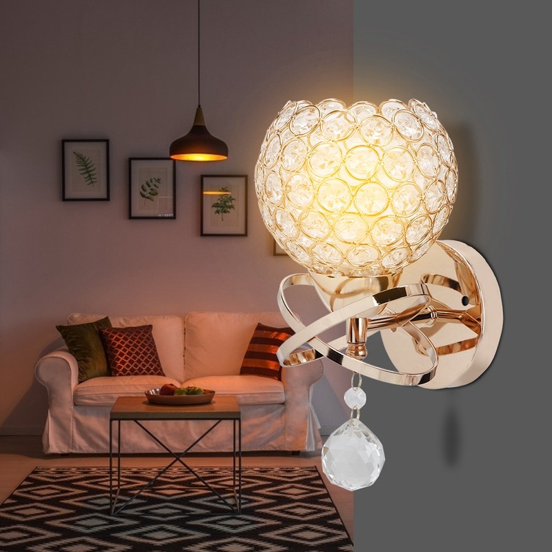 Round Wall Lamp Crystal Lamp E14 Lamp Holder for Home