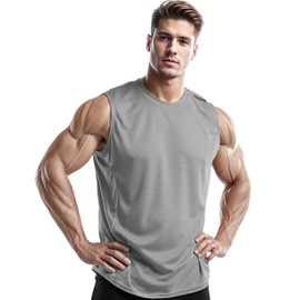 DRSKIN Men's 1 Pack Tank Tops Sleeveless Shirts Athletic Muscle Mesh Dry Fit Gym Training Workout Fitness Bodybuilding (Big-ME-TA-(G), 2XL)