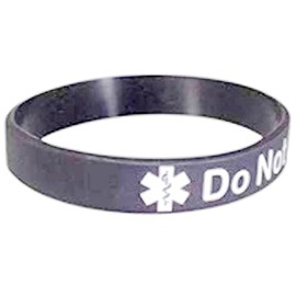 10mm Width Silicone Medical Awareness Alert DNR DO NOT RESUSCITATE Emergency Bangle Bracelet (Gray)