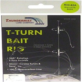 Thundermist Lure Company Bass Walleye Trout & Pike T-Turn Bait Rig, Clear