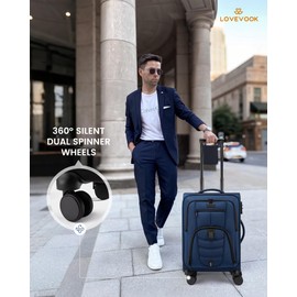 Carry On Luggage 22x14x9 Airline Approved, 22-Inch Suitcases with Spinner Wheels, Softside Carry-on Luggage with TSA Lock for Men Women Business Trip, Lightweight Large Capacity Luggage for Travel