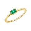 Takar Solid 10k Yellow Gold Solitaire Oval Genuine Emerald Stackable