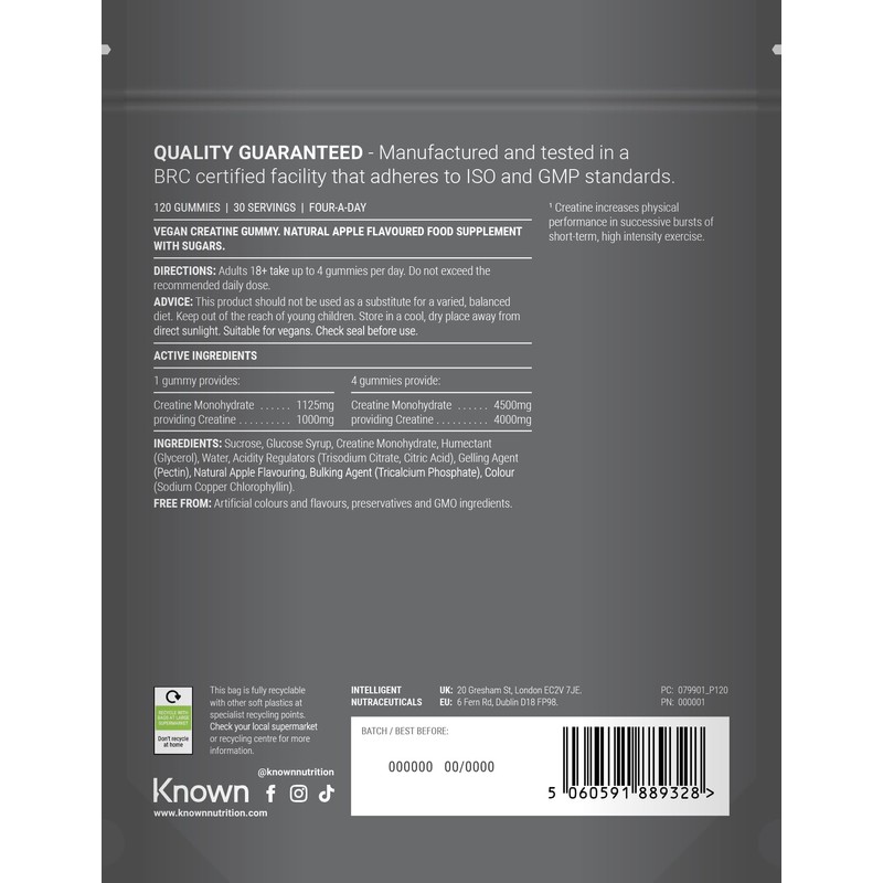 Known Vegan Creatine Gummies Value Pouch – 4500mg Creatine Monohydrate